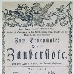 Poster for the opera The Magic Flute ( Die Zauberflote ), 1791