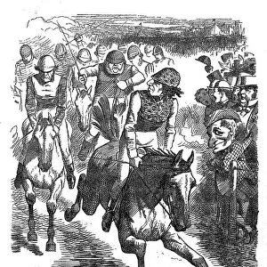 Punch cartoon Day at the races Derby Day 1867. Depicts Benjamin Disraeli