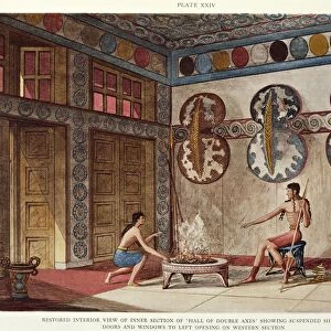 Reconstruction of Hall of Double Axes in Palace of Minos at Knossos by Sir Arthur John Evans, London, 1921