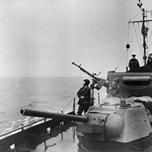 Red banner baltic fleet, a soviet battleship heading out on a combat assignment, june 1944
