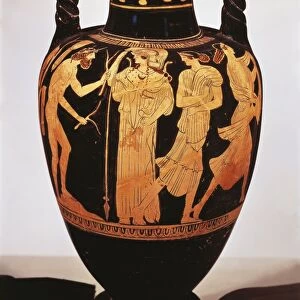 Red-figure pottery. Vase depicting Ulysses, Athena and Nausicaa, Greek civilization