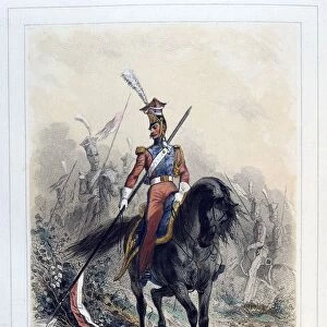 Red Lancer. From Napoleon 1er et la Garde Imperiale by Eugene Fieffe, Paris, 1858