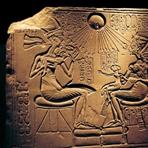 Relief showing Nefertiti (c1370-c1330 BC) Great Royal Wife (chief consort) and the