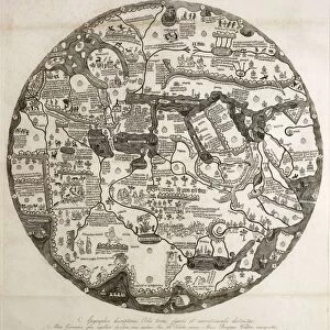Reproduction of the circular Ecumene, also known as Mappa Mundi Borgia or Tavola di Velletri, engraving
