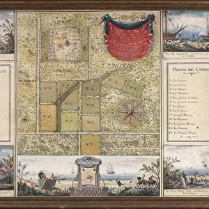 Santo Domingo map and Charles Baltazars estate, by Julien Fevret di Saint-Mesmin, watercolour