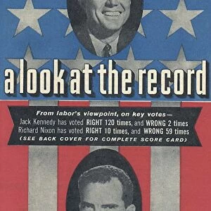 Score card of voting record for the two rival Presidential candidates in the 1960