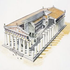 Sicily, Selinunte, reconstruction of Temple G, illustration