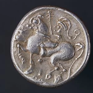 Silver Celtic tetradrachm of Celts of Danube, Back side depicting horseman