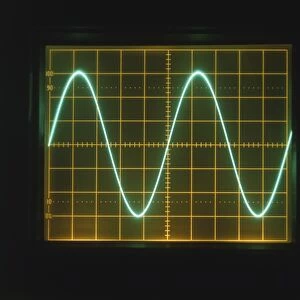 Sine wave displayed on oscilloscope screen