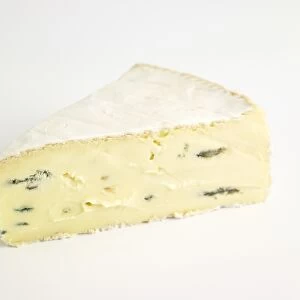 Slice of German Bavaria Blu cows milk blue cheese