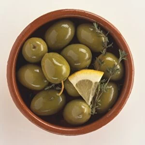 Spain, juicy green Spanish Olives in Tapas dish