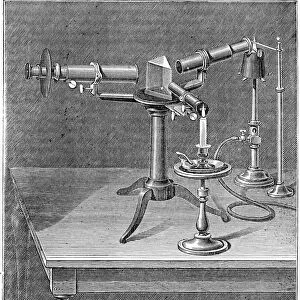 Spectroscope of the type used by Robert Wilhelm Bunsen (1811-1899) and Gustav Robert Kirchhoff