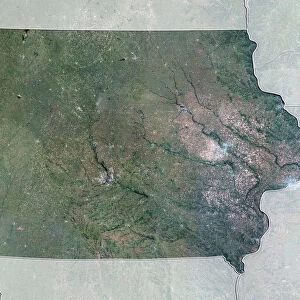 State of Iowa, United States, True Colour Satellite Image