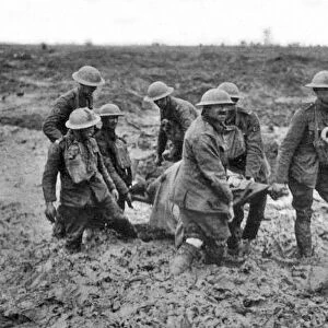 Stretcher bearers Passchendaele August 1917. Stretcher bearers struggling through