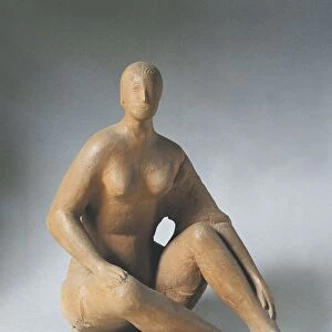 Terracotta Sunbathing woman statue