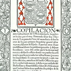 Title page of Compilacion de las Instructiones del Officio de la Sancta Inquisition