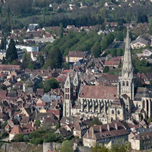 Town view of Autun with the cathedral Saint-Lazare