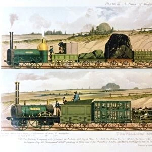 Travelling on the Liverpool and Manchester Railway 1831. Top: Goods train drawn by