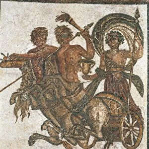 Tunisia, Acholla, Trajan Baths, vault mosaic depicting Dionysus on chariot pulled by two centaurs, from Dionysus and the allegory of the Four Seasons