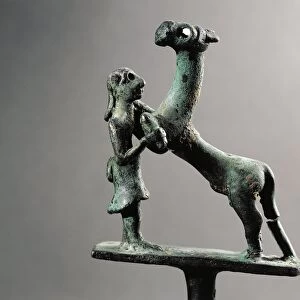 Turkey, Yozgat, Reins keeper representing a man and a horse, bronze