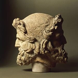 Two-faced Janus head from Vulci, Montalto di Castro, Viterbo Province, Italy