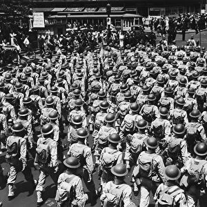 United States Arm Infantry marching in parade, June 1942, New York City