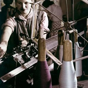 Woman worker at a textile factory in budapest, hungary, 1950s