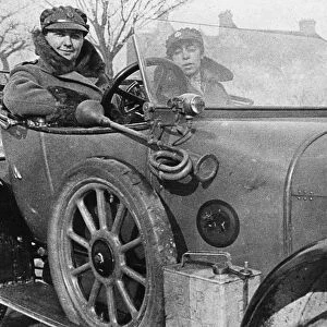 World War I: Volunteer women drivers in a Wolseley, donated towards the war effort
