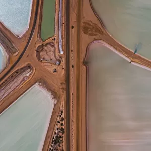 Divisions of salt storage ponds as seen from above, Western Australia