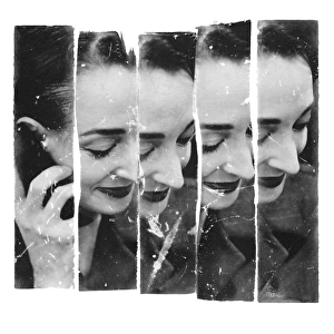 Montage of a Smiling Woman on a Cellular Phone