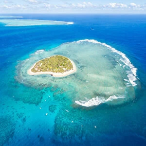Aerial view of Tavarua, heart shaped island, Fiji