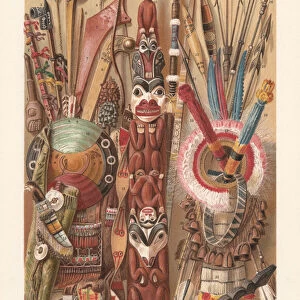 American Indian culture objects, chromolithograph, published in 1897