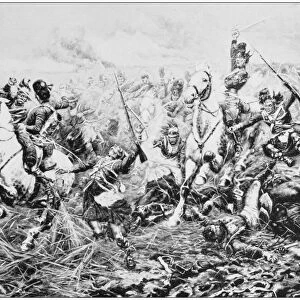 Antique photo of paintings: Waterloo battle