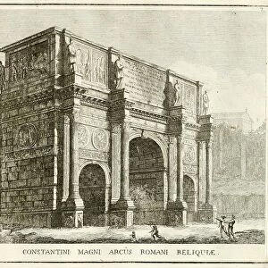 Arch of Constantine the Great, near the Colosseum, historical Rome, Italy, digital reproduction of an original from the 17th century, original date not known