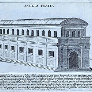 The Basilica Portia was probably built by Marcus Porcius Cato when he was censor in 184 BC, historical Rome, Italy, 1625, Rome, digital reproduction of an 18th century original, original date not known