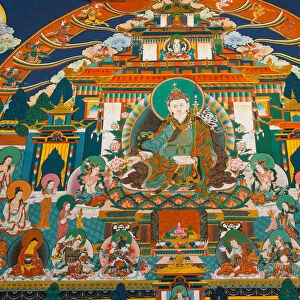 Bhutan, Trongsa. Vajrayana Buddhist painting in monastery
