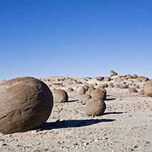Cancha de Bochas - round stones at National Park Parque Provincial Ischigualasto, Central Andes, Argentina, South America
