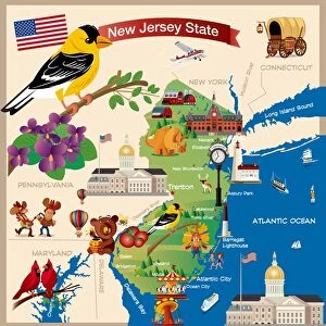 Cartoon map of New Jersey State