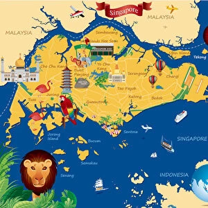 Cartoon map of Singapure