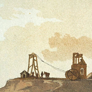 Coal mine workings, and Chimney, Leeds, Yorkshire, early 19th Century