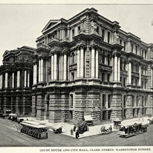 Court House and City Hall, Clark Street amd Washington Street, Chicago, 19th Century