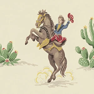 Cowboy on Rearing Horse