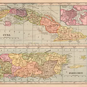 Cuba and Puerto Rico map 1898