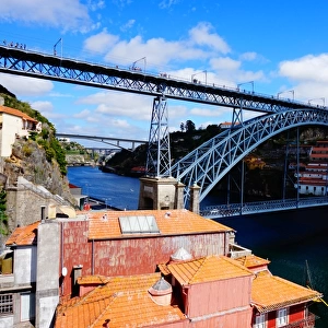 Douro River, Bridge, Rooftops, Porto, Portugal