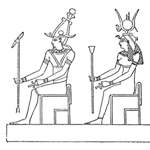 Egyptian goddess Osiris Isis Horus hieroglyphics illustration