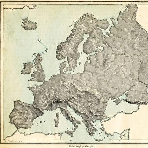 Europe relief map 1875