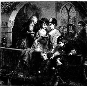 Family in church at Christmas - The Illustrated London News