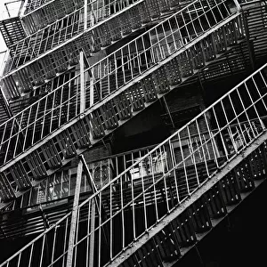 Fire escape steps on rear of building in Manhattan, New York, USA
