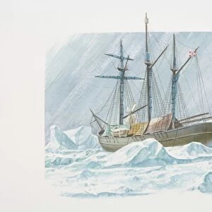 Fridtjof Nansens 1893 ship the Fram frozen into ice