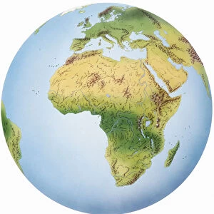 Globe of Earth showing African continent, Europe, Middle East, and parts of Asia